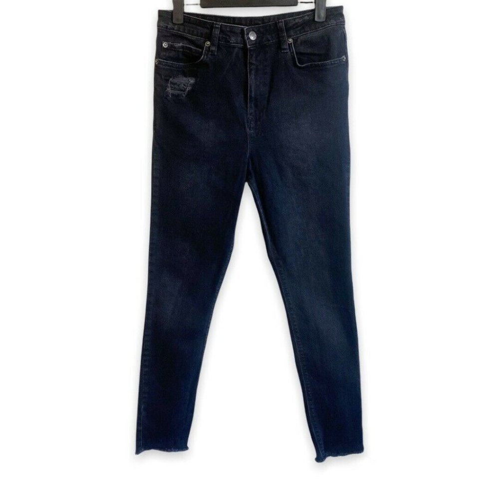 Ksubi Hi N Wasted Talk N Whack High Rise Skinny Ankle Frayed Hem Jeans Black 28